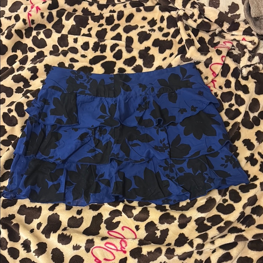 Floral Blue and Black Skirt